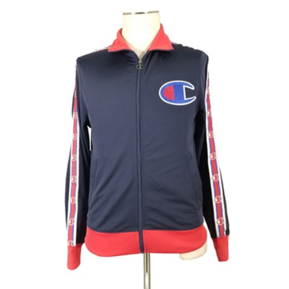 Champion track jacket men's small blue full zip fleece embroidered Sports